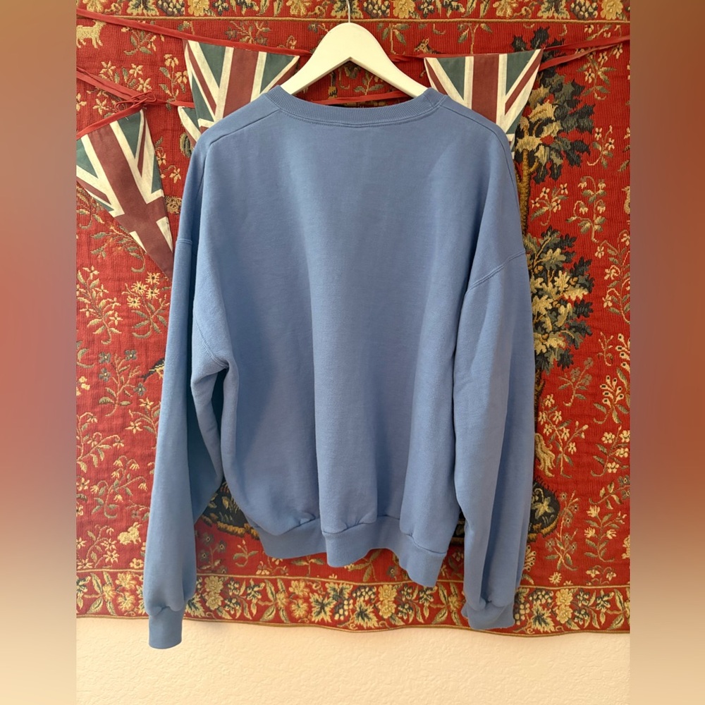 Vintage Light Periwinkle Blue Southwestern Kokopelli Embroidered Sweatshirt - Picture 2 of 9